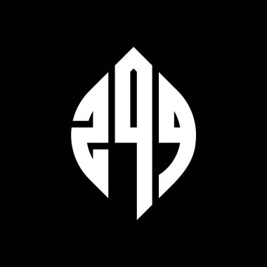 Çember ve elips şekilli ZQQ daire harf logosu tasarımı. Typographic tarzında ZQQ elips harfleri. Üç baş harf daire şeklinde bir logo oluşturuyor. ZQQ Çember Amblemi Soyut Monogram Harf İşaretleyici Vektörü.