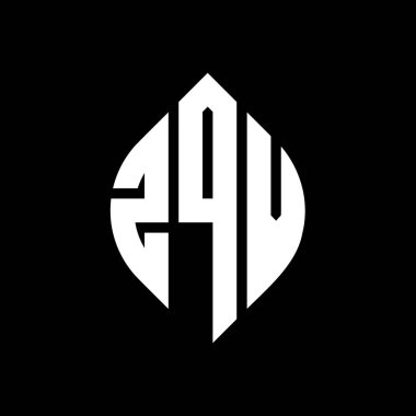 Çember ve elips şekilli ZQV daire harf logosu tasarımı. Typographic tarzında ZQV elips harfleri. Üç baş harf daire şeklinde bir logo oluşturuyor. ZQV Çember Amblemi Soyut Monogram Harf İşaretleyici Vektörü.