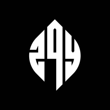 Çember ve elips şekilli ZQV daire harf logosu tasarımı. Typographic tarzında ZQV elips harfleri. Üç baş harf daire şeklinde bir logo oluşturuyor. ZQV Çember Amblemi Soyut Monogram Harf İşaretleyici Vektörü.