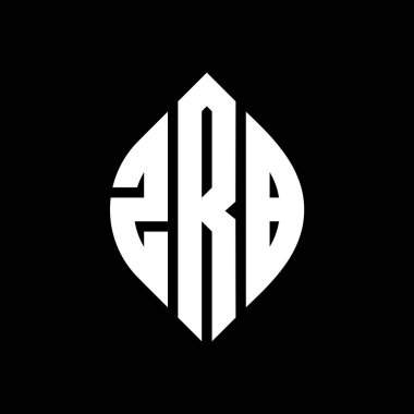 Çember ve elips şekilli ZRB daire harf logosu tasarımı. Tipografik biçimli ZRB elips harfleri. Üç baş harf daire şeklinde bir logo oluşturuyor. ZRB Çember Amblemi Soyut Monogram Harf İşaretleyici Vektörü.