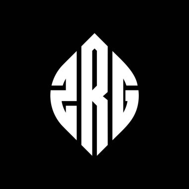 Çember ve elips şekilli ZRG daire harf logosu tasarımı. Typographic tarzında ZRG elips harfleri. Üç baş harf daire şeklinde bir logo oluşturuyor. ZRG Çember Amblemi Soyut Monogram Harf İşaretleyici Vektörü.