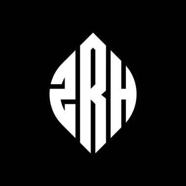 Çember ve elips şekilli ZRH daire harf logosu tasarımı. Typographic tarzında ZRH elips harfleri. Üç baş harf daire şeklinde bir logo oluşturuyor. ZRH Çember Amblemi Soyut Monogram Harf İşaretleme Vektörü.