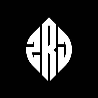 Çember ve elips şekilli ZRJ daire harf logosu tasarımı. Typographic tarzında ZRJ elips harfleri. Üç baş harf daire şeklinde bir logo oluşturuyor. ZRJ Çember Amblemi Soyut Monogram Harf İşaretleyici Vektörü.
