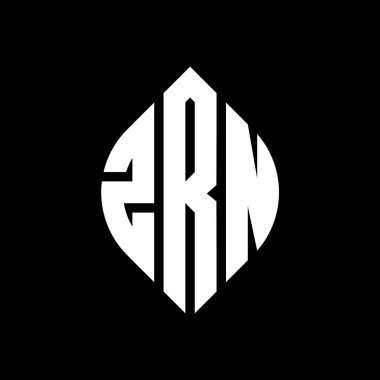 Çember ve elips şekilli ZRN daire harf logosu tasarımı. Typographic tarzında ZRN elips harfleri. Üç baş harf daire şeklinde bir logo oluşturuyor. ZRN Çember Amblemi Soyut Monogram Harf İşaretleyici Vektörü.