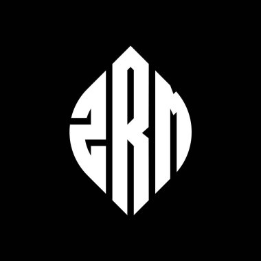 Çember ve elips şekilli ZRM daire harf logosu tasarımı. Typographic tarzında ZRM elips harfleri. Üç baş harf daire şeklinde bir logo oluşturuyor. ZRM Çember Amblemi Soyut Monogram Harf İşaretleyici Vektörü.