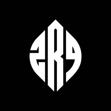 Çember ve elips şekilli ZRQ daire harf logosu tasarımı. Typographic tarzında ZRQ elips harfleri. Üç baş harf daire şeklinde bir logo oluşturuyor. ZRQ Çember Amblemi Soyut Monogram Harf İşaretleyici Vektörü.