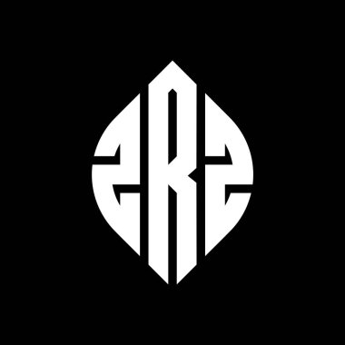 Çember ve elips şekilli ZRZ daire harf logosu tasarımı. Typographic tarzında ZRZ elips harfleri. Üç baş harf daire şeklinde bir logo oluşturuyor. ZRZ Çember Amblemi Soyut Monogram Harf İşaretleyici Vektörü.