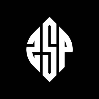 Çember ve elips şekilli ZSP daire harf logosu tasarımı. Tipografik biçimli ZSP elips harfleri. Üç baş harf daire şeklinde bir logo oluşturuyor. ZSP Çember Amblemi Soyut Monogram Harf İşaretleyici Vektörü.