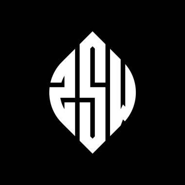 Çember ve elips şekilli ZSW daire harf logosu tasarımı. Typographic tarzında ZSW elips harfleri. Üç baş harf daire şeklinde bir logo oluşturuyor. ZSW Çember Amblemi Soyut Monogram Harf İşaretleyici Vektörü.