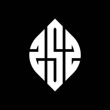 Çember ve elips şekilli ZSZ daire harf logosu tasarımı. Typographic tarzında ZSZ elips harfleri. Üç baş harf daire şeklinde bir logo oluşturuyor. ZSZ Çember Amblemi Soyut Monogram Harf İşaretleyici Vektörü.
