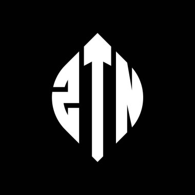 Çember ve elips şekilli ZTN daire harf logosu tasarımı. Typographic tarzında ZTN elips harfleri. Üç baş harf daire şeklinde bir logo oluşturuyor. ZTN Çember Amblemi Soyut Monogram Harf İşaretleyici Vektörü.