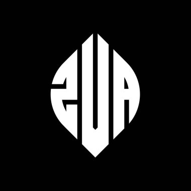 Çember ve elips şekilli ZVA daire harf logosu tasarımı. Tipografik tarzda ZVA elips harfleri. Üç baş harf daire şeklinde bir logo oluşturuyor. ZVA Çember Amblemi Soyut Monogram Harf İşaretleyici Vektörü.