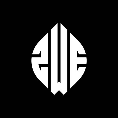Çember ve elips şekilli ZWE daire şeklinde harf logosu tasarımı. Tipografik tarzda ZWE elips harfleri. Üç baş harf daire şeklinde bir logo oluşturuyor. ZWE Çember Amblemi Soyut Monogram Harf İşaretleme Vektörü.