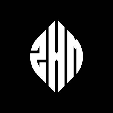 Çember ve elips şekilli ZXM daire harf logosu tasarımı. Typographic tarzında ZXM elips harfleri. Üç baş harf daire şeklinde bir logo oluşturuyor. ZXM Çember Amblemi Soyut Monogram Harf İşaretleyici Vektörü.