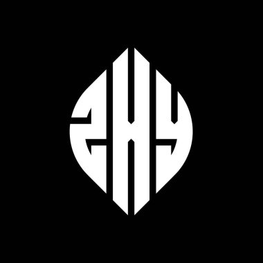 Çember ve elips şekilli ZXY daire harf logosu tasarımı. Tipografik biçimli ZXY elips harfleri. Üç baş harf daire şeklinde bir logo oluşturuyor. ZXY Çember Amblemi Soyut Monogram Harf İşaretleme Vektörü.