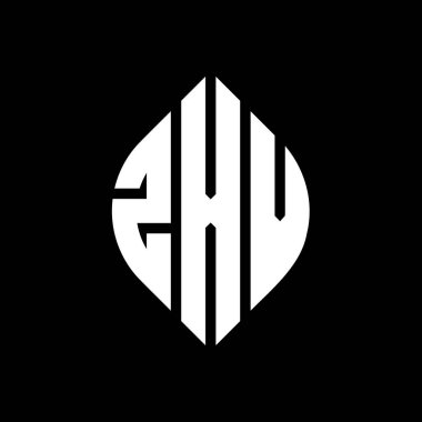 Çember ve elips şekilli ZXV daire harf logosu tasarımı. Typographic tarzında ZXV elips harfleri. Üç baş harf daire şeklinde bir logo oluşturuyor. ZXV Çember Amblemi Soyut Monogram Harf İşaretleyici Vektörü.