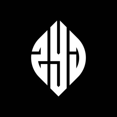 Çember ve elips şekilli ZYJ daire harf logosu tasarımı. Typographic tarzında ZYJ elips harfleri. Üç baş harf daire şeklinde bir logo oluşturuyor. ZYJ Çember Amblemi Soyut Monogram Harf İşaretleyici Vektörü.