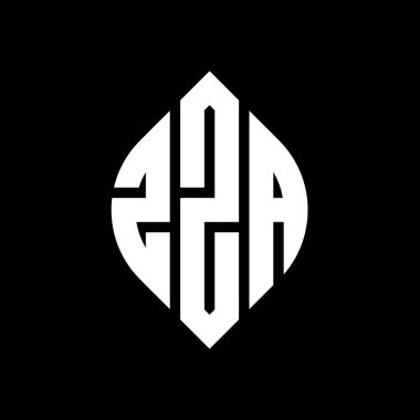 Çember ve elips şekilli ZZA daire harf logosu tasarımı. Typographic tarzında ZZA elips harfleri. Üç baş harf daire şeklinde bir logo oluşturuyor. ZZA Çember Amblemi Soyut Monogram Harf İşaretleyici Vektörü.