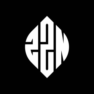 Çember ve elips şekilli ZZN daire harf logosu tasarımı. Typographic tarzında ZZN elips harfleri. Üç baş harf daire şeklinde bir logo oluşturuyor. ZZN Çember Amblemi Soyut Monogram Harf İşaretleyici Vektörü.