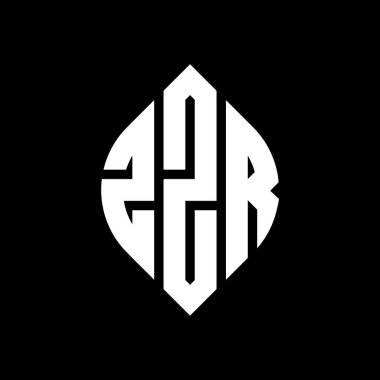 Çember ve elips şekilli ZZR daire harf logosu tasarımı. Typographic tarzında ZZR elips harfleri. Üç baş harf daire şeklinde bir logo oluşturuyor. ZZR Çember Amblemi Soyut Monogram Harf İşaretleyici Vektörü.