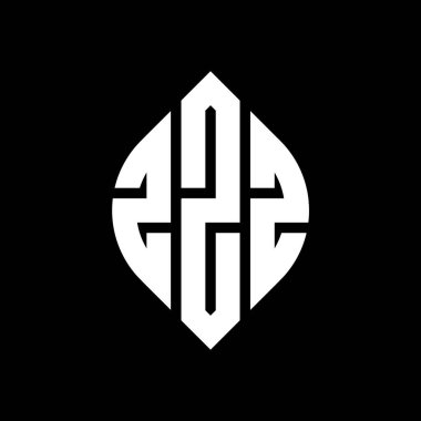 Çember ve elips şekilli ZZZ daire harf logosu tasarımı. Typographic tarzında ZZZ elips harfleri. Üç baş harf daire şeklinde bir logo oluşturuyor. ZZZ Çember Amblemi Soyut Monogram Harf İşaretleme Vektörü.