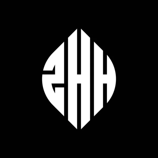 Zhh Círculo Letra Logotipo Design Com Forma Círculo Elipse Zhh — Vetor de Stock
