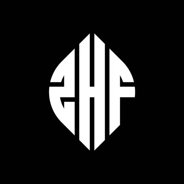 Дизайн Логотипу Літери Zhf Колом Формою Еліпса Zhf Еліпс Літери — стоковий вектор