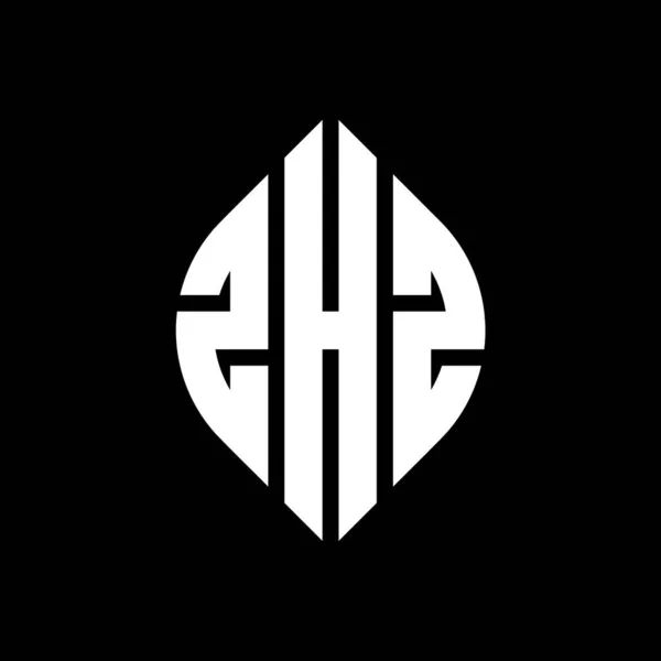 Дизайн Логотипу Літери Zhz Колом Формою Еліпса Zhz Еліпс Літери — стоковий вектор
