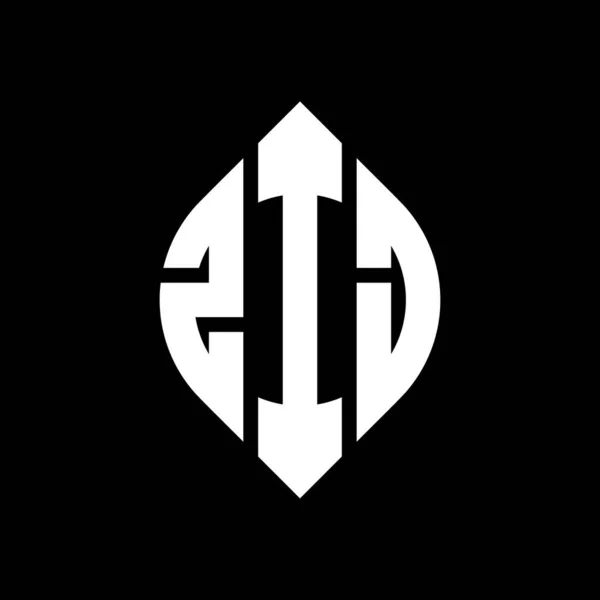 Logo Okrągłe Zij Kształcie Okręgu Elipsy Litery Eliptyczne Zij Stylem — Wektor stockowy
