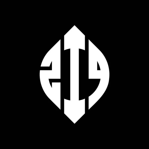 Ziq Cerchio Lettera Logo Design Con Cerchio Forma Ellittica Lettere — Vettoriale Stock