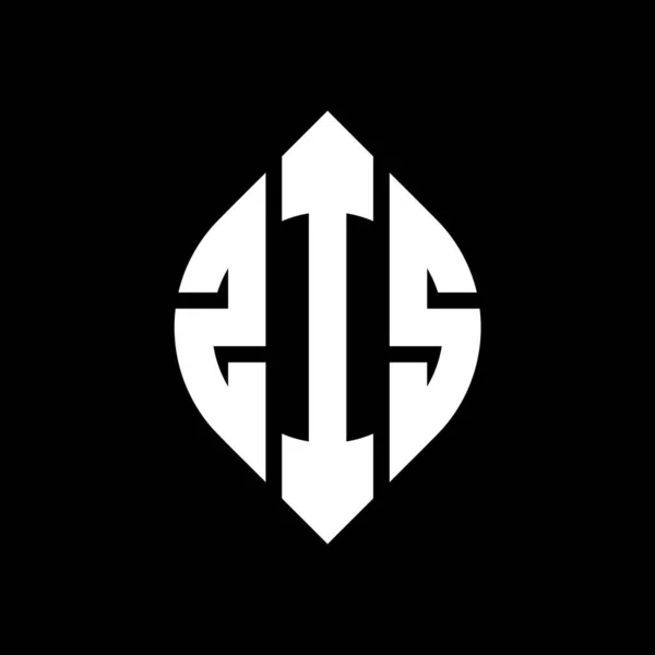 Logo Lettera Cerchio Zis Design Con Cerchio Forma Ellittica Lettere — Vettoriale Stock