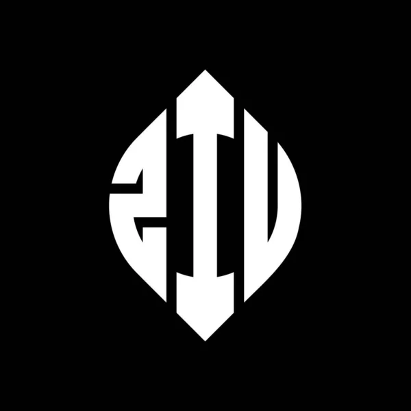 Ziu Cercle Lettre Logo Design Avec Cercle Ellipse Forme Ziu — Image vectorielle