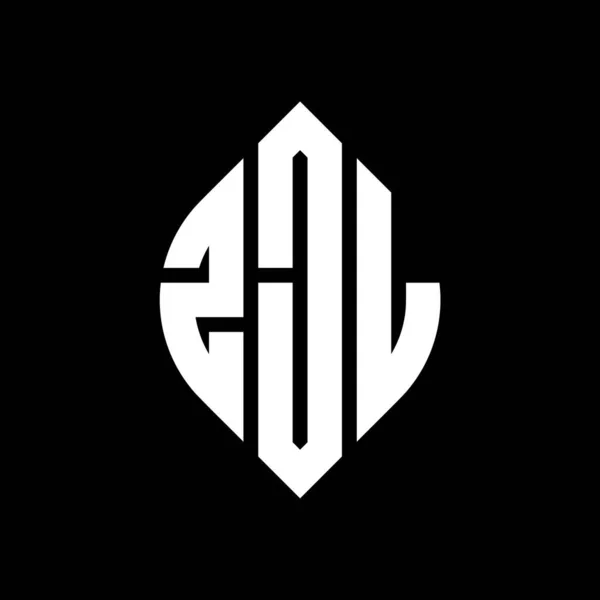 円と楕円形のZjlサークルレターロゴデザイン Zjl楕円文字とタイポグラフィのスタイル 3つのイニシャルはサークルロゴを形成します Zjl Circle Emblem Abstract Monogram Letter Mark — ストックベクタ