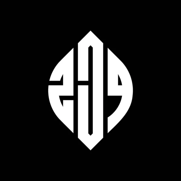 Zjq Cercle Lettre Logo Design Avec Cercle Ellipse Forme Lettres — Image vectorielle