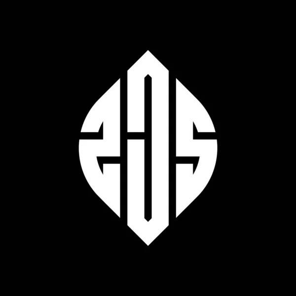 Zjs Círculo Letra Logotipo Design Com Forma Círculo Elipse Zjs — Vetor de Stock