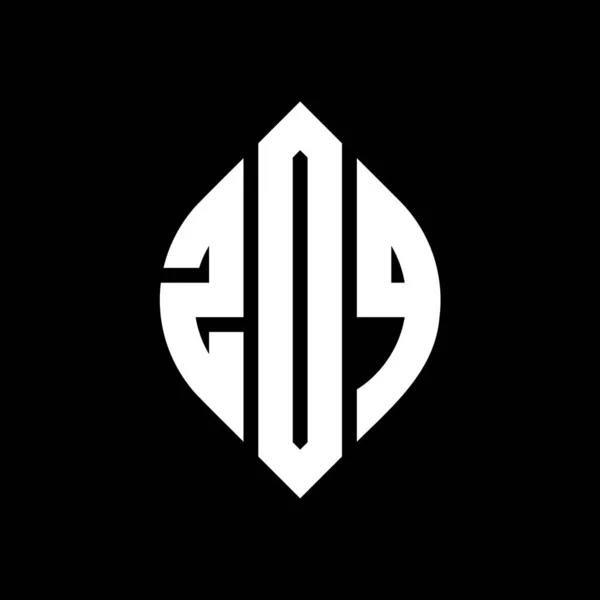 Projeto Logotipo Letra Círculo Zoq Com Forma Círculo Elipse Zoq —  Vetores de Stock