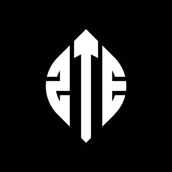 Zte Cirkel Letter Logo Ontwerp Met Cirkel Ellips Vorm Zte — Stockvector