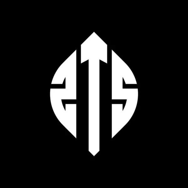 Дизайн Логотипа Круга Zts Кружком Эллипсом Zts Эллиптические Буквы Типографским — стоковый вектор