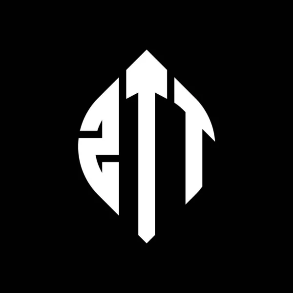Дизайн Логотипа Круга Ztt Кружком Эллипсом Ztt Эллиптические Буквы Типографским — стоковый вектор