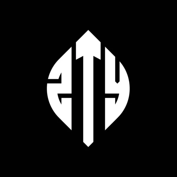 Zty Кругової Літери Логотип Дизайн Колом Формою Еліпса Zty Еліпс — стоковий вектор