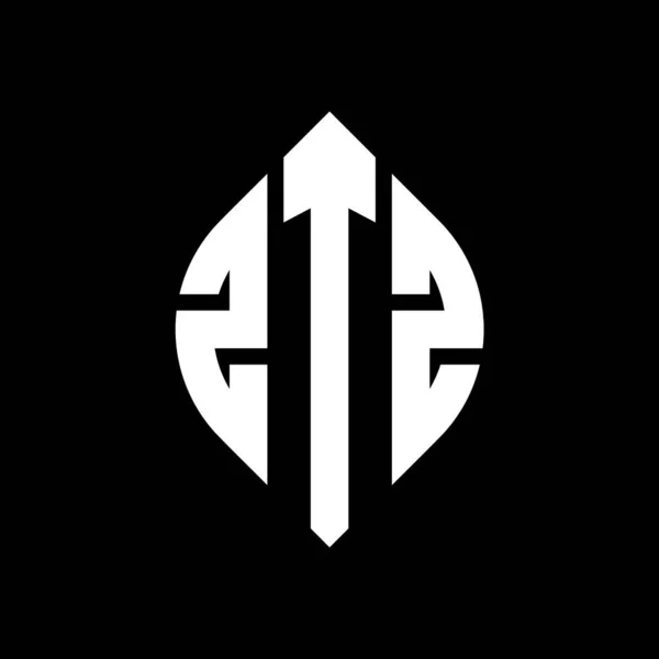 Ztz Cerchio Lettera Logo Design Con Cerchio Forma Ellittica Lettere — Vettoriale Stock