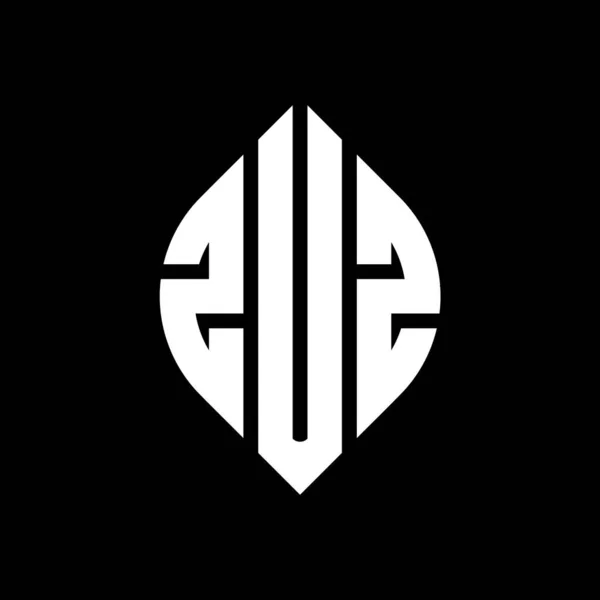 Дизайн Логотипа Круга Zuz Кружком Эллипсом Zuz Эллиптические Буквы Типографским — стоковый вектор