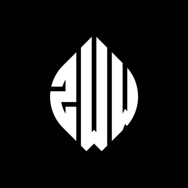 Zww Kreis Buchstabe Logo Design Mit Kreis Und Ellipsenform Zww — Stockvektor
