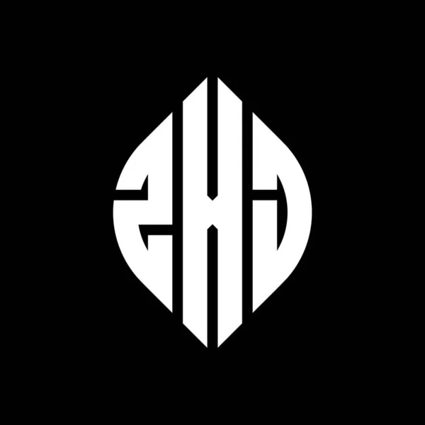 Logo Okrągłe Zxj Kształcie Okręgu Elipsy Litery Eliptyczne Zxj Stylem — Wektor stockowy