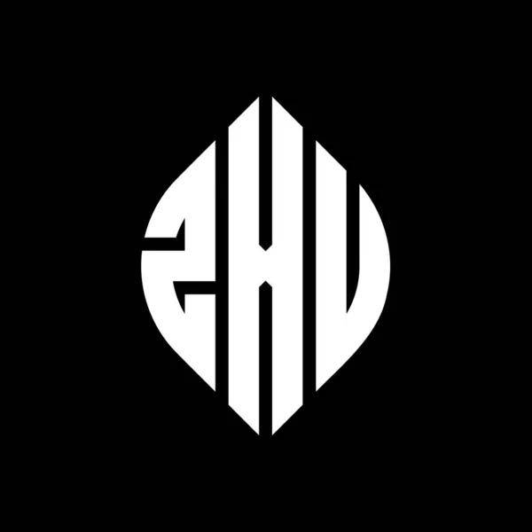 Zxu Дизайн Логотипа Круга Буквы Кругом Эллипсом Формы Zxu Эллиптические — стоковый вектор