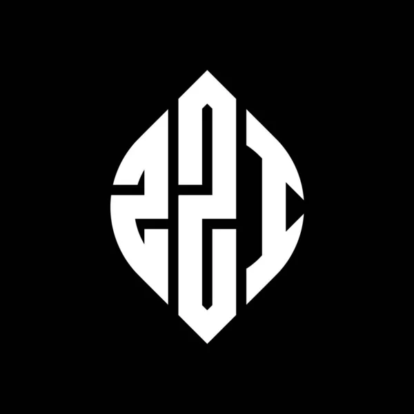 Zzi Cirkel Letter Logo Ontwerp Met Cirkel Ellips Vorm Zzi — Stockvector