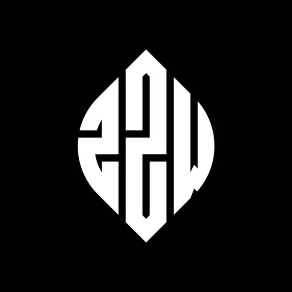 Zzw Cirkel Letter Logo Ontwerp Met Cirkel Ellips Vorm Zzw — Stockvector