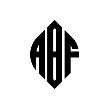 Çember ve elips şekilli ABF daire harf logosu tasarımı. Tipografik tarzda ABF elips harfleri. Üç baş harf daire şeklinde bir logo oluşturuyor. ABF Çemberi Amblemi Soyut Monogram Harf İşaretleyici Vektörü.