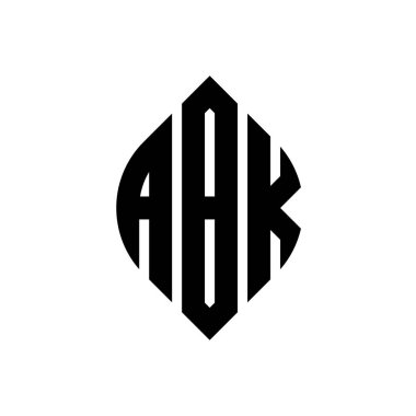 Çember ve elips şekilli ABK daire harf logosu tasarımı. Tipografik tarzda ABK elips harfleri. Üç baş harf daire şeklinde bir logo oluşturuyor. ABK Çemberi Amblemi Soyut Monogram Harf İşaretleme Vektörü.