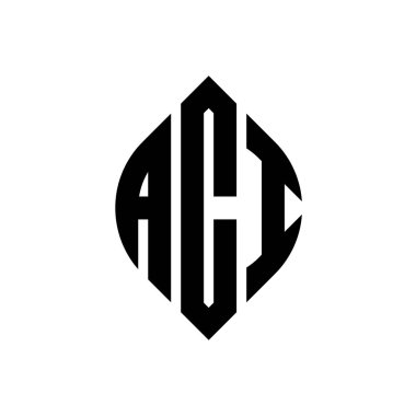 Çember ve elips şekilli ACI daire harf logosu tasarımı. ACI elips harfleri tipografik tarzda. Üç baş harf daire şeklinde bir logo oluşturuyor. ACI Çember Amblemi Soyut Monogram Harf İşaretleme Vektörü.